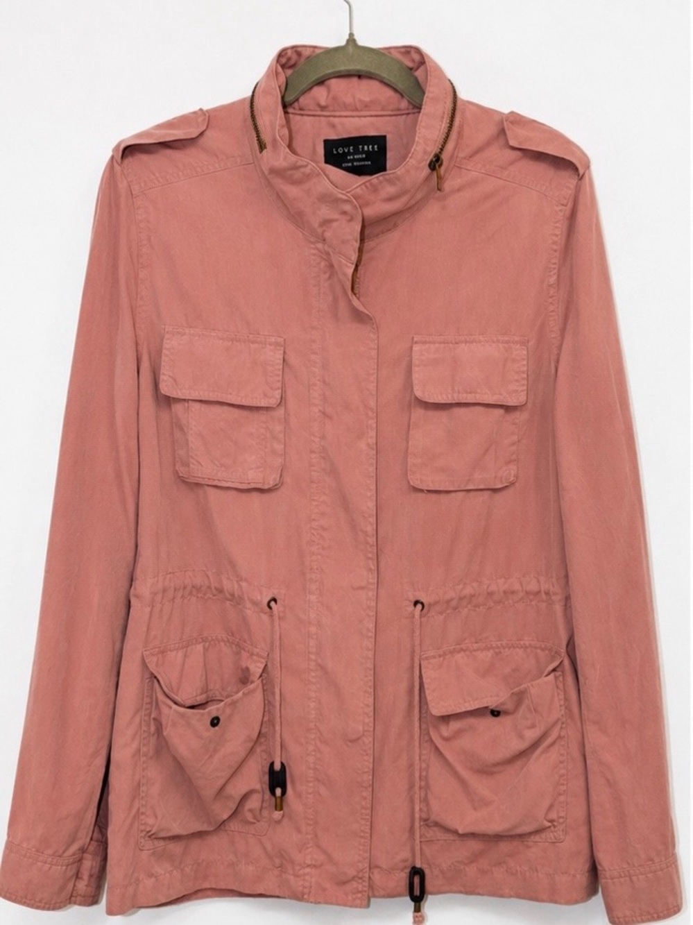 Love Tree Rose Utility Jacket with Drawstring Waist